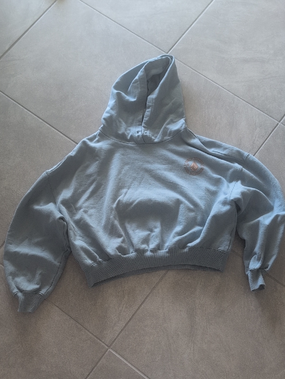 Volcom Light Aqua Pullover Hoodie with Logo Tag